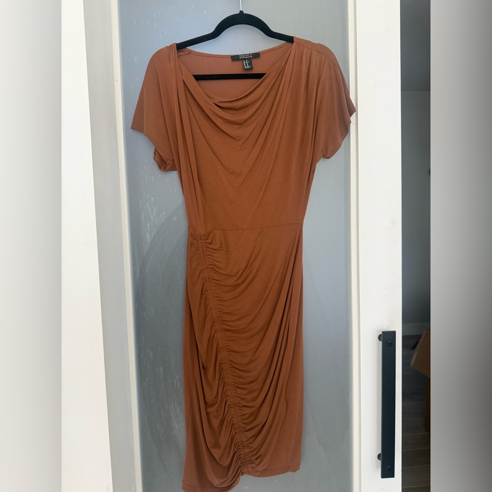 Forever 21 Rust Midi Dress with Draped Detail